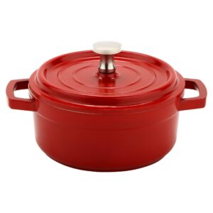 G.E.T. CA-002-RW/CC Heiss® Energy-Efficient Cast Aluminum Mini Dutch Oven with Lid, 8 Ounce, Red/White