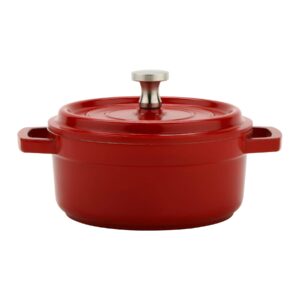 G.E.T. CA-002-RW/CC Heiss® Energy-Efficient Cast Aluminum Mini Dutch Oven with Lid, 8 Ounce, Red/White