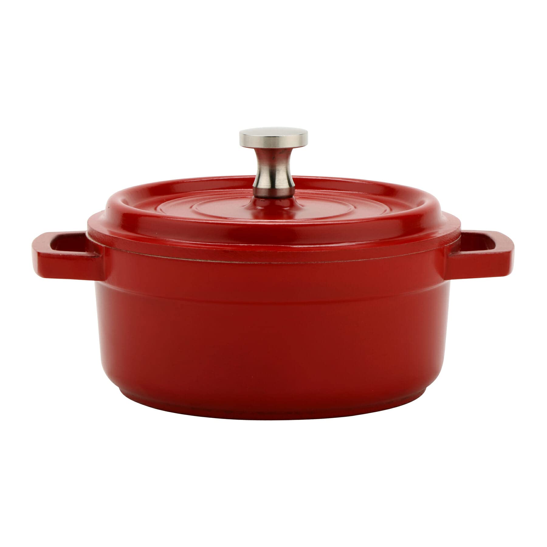 G.E.T. CA-002-RW/CC Heiss® Energy-Efficient Cast Aluminum Mini Dutch Oven with Lid, 8 Ounce, Red/White