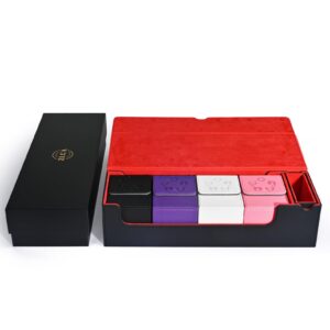 ZLCA Card Deck Box 5 In 1, Include 1600+ Premium Trading Card Storage Box with Dice Tray, and 4 PCS Card Deck Case for MTG, TCG, Sports Cards, Card Gaming Accessories Present Set (Black & Red Set)