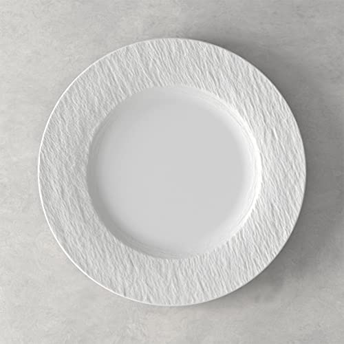 Villeroy & Boch Manufacture Rock Blanc 12-Piece Dinnerware Set, Service for 4, Plates & Bowls, Premium Porcelain, Made in Germany, White, Large