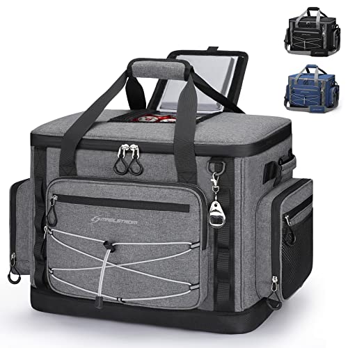 Maelstrom Soft Cooler Bag,Soft Sided Insulated Hard-Bottom Beach Ice Chest Large Leakproof Camping Portable Travel Cooler for Camping,Grocery Shopping,Gray,40 Can