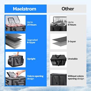 Maelstrom Soft Cooler Bag,Soft Sided Insulated Hard-Bottom Beach Ice Chest Large Leakproof Camping Portable Travel Cooler for Camping,Grocery Shopping,Gray,40 Can