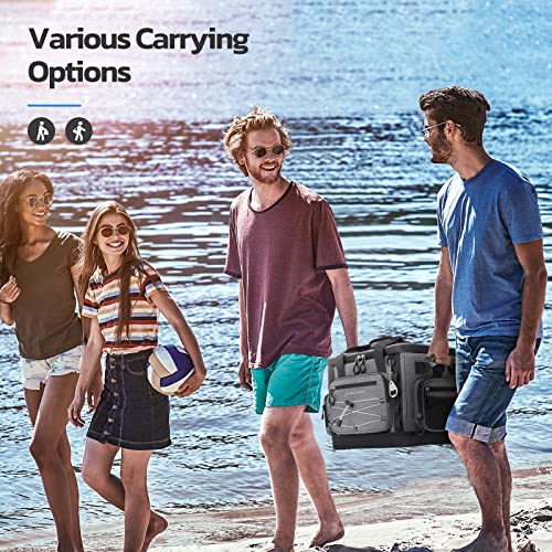 Maelstrom Soft Cooler Bag,Soft Sided Insulated Hard-Bottom Beach Ice Chest Large Leakproof Camping Portable Travel Cooler for Camping,Grocery Shopping,Gray,40 Can