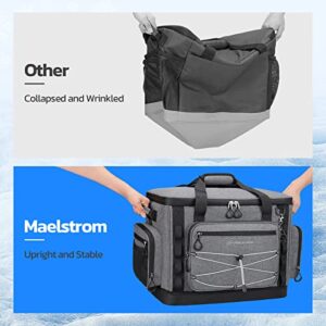 Maelstrom Soft Cooler Bag,Soft Sided Insulated Hard-Bottom Beach Ice Chest Large Leakproof Camping Portable Travel Cooler for Camping,Grocery Shopping,Gray,40 Can