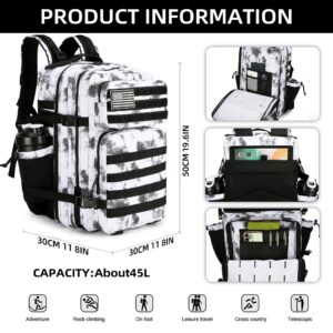 Lovelinks21 45L Tactical Assault Backpack 3 day assault pack with Molle Waterproof backpack Rucksack for Tactical Backpacks (BlackWhite Camo)