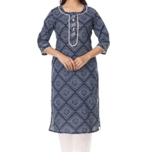 Vihaan Impex Indian Blue Kurti for Women Set with White Pant