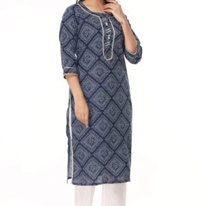 Vihaan Impex Indian Blue Kurti for Women Set with White Pant