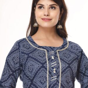 Vihaan Impex Indian Blue Kurti for Women Set with White Pant