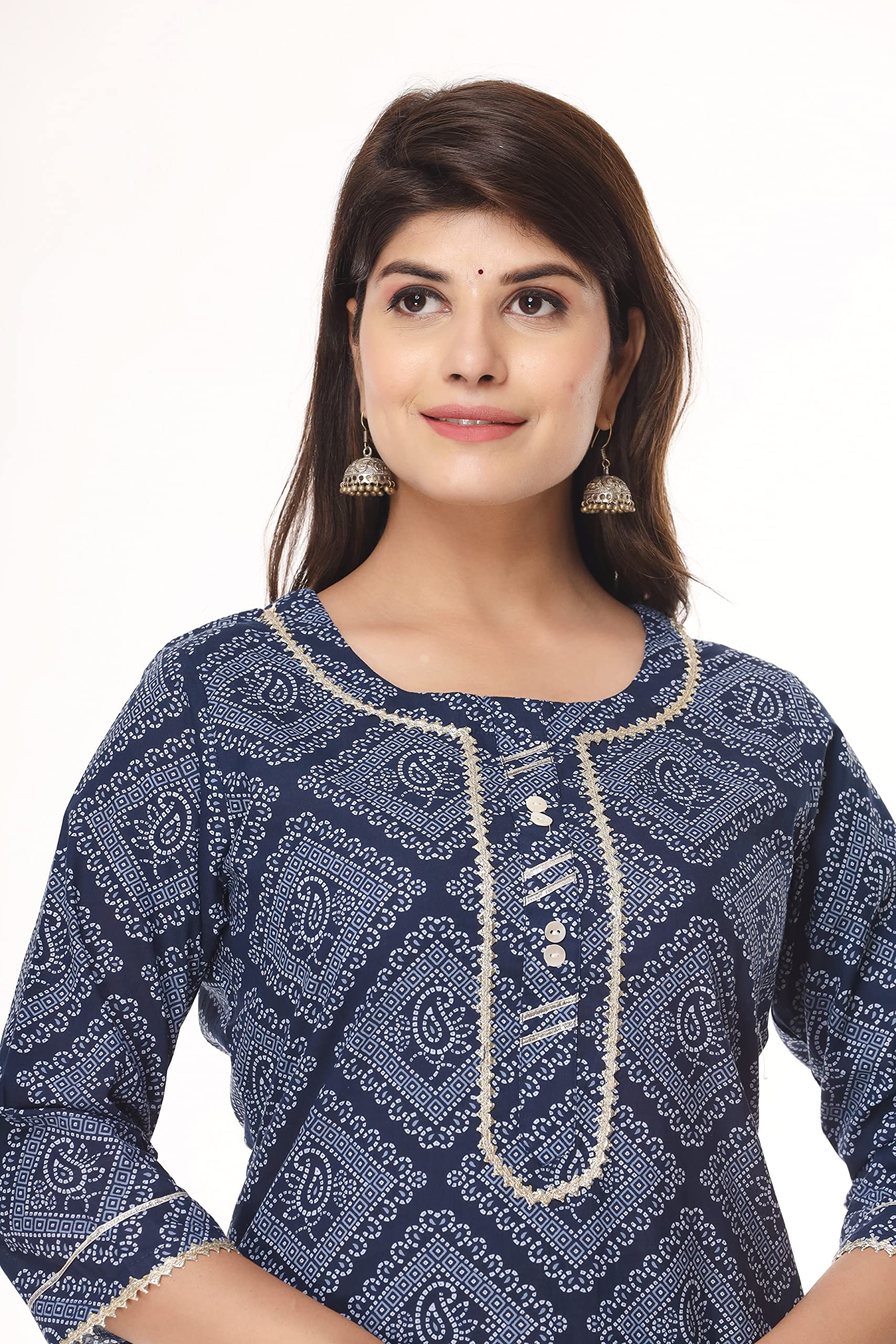 Vihaan Impex Indian Blue Kurti for Women Set with White Pant