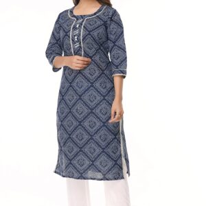 Vihaan Impex Indian Blue Kurti for Women Set with White Pant