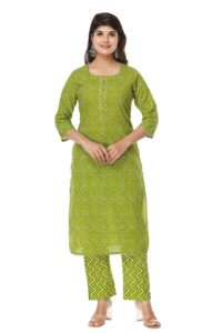 vihaan impex indian green kurti set for women with matching pant