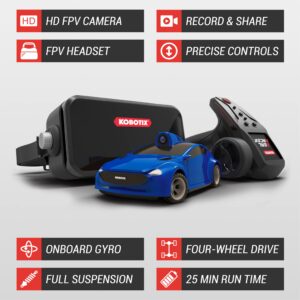 KOBOTIX Real Racer - Remote Control Car with Camera, HD First Person View Video, FPV RC Car, Gyroscope, Included Controller and Headset, App Controlled, Compatible with Meta Quest (2, 3, Pro) (Blue)