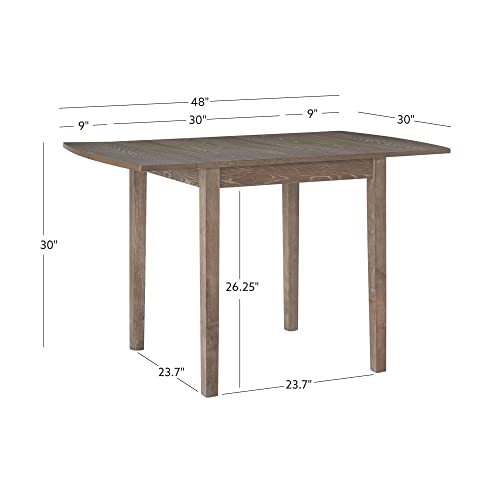 Linon Greywash 30" Square 30" X 48" Fully Extended Torino Drop Leaf Table