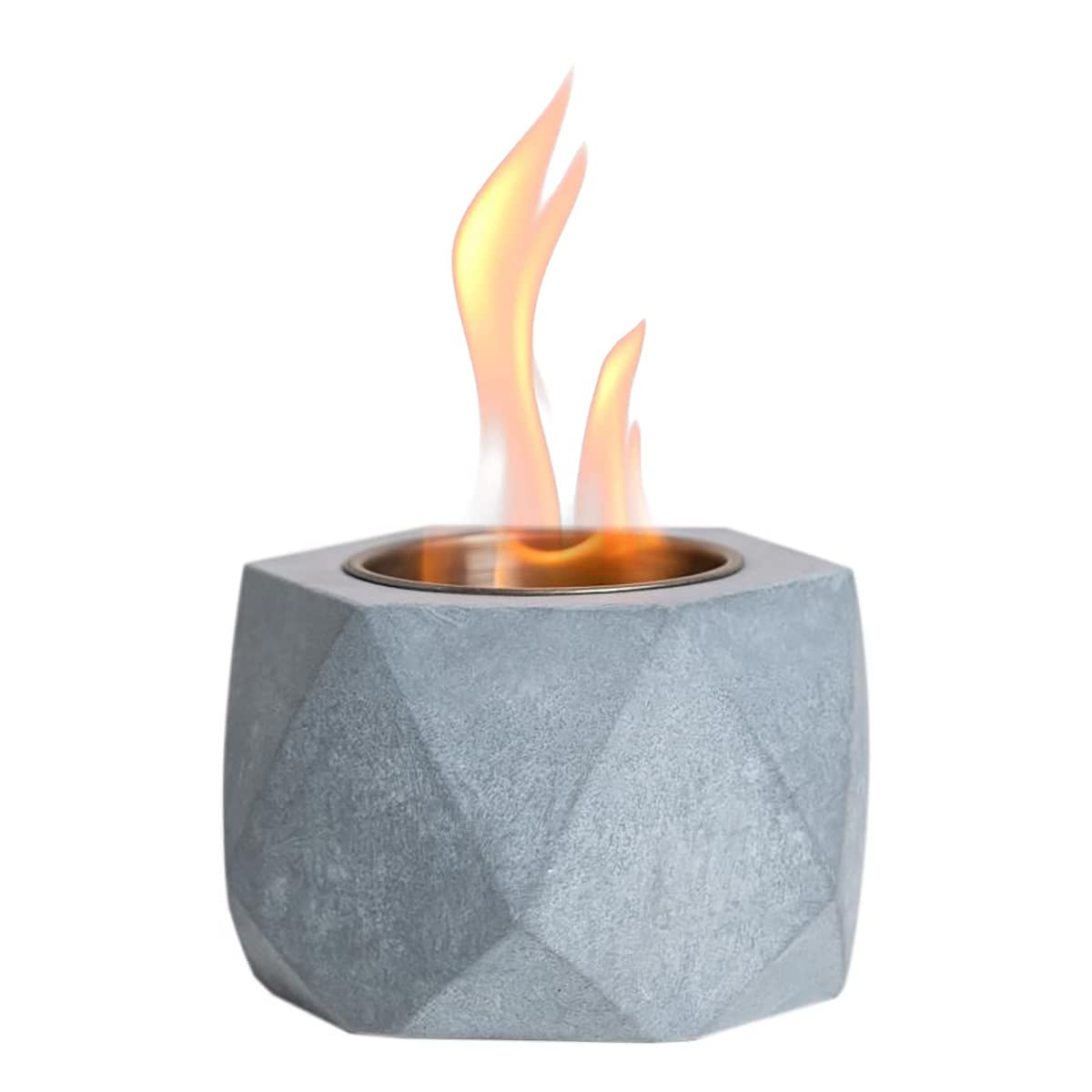 KIZZBY Table Top Fire Pit Bowl - Concrete Tabletop Rubbing Alcohol Fireplace Indoor Outdoor Decor Portable Mini Smores Maker for Patio Balcony with Extinguisher