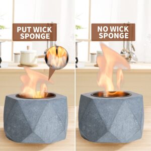 KIZZBY Table Top Fire Pit Bowl - Concrete Tabletop Rubbing Alcohol Fireplace Indoor Outdoor Decor Portable Mini Smores Maker for Patio Balcony with Extinguisher