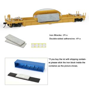 Evemodel C8749 1pc HO Scale 40ft Well Car 1:87 Concave Bottom 40' Flat Car Wagon (1pc - Yellow)