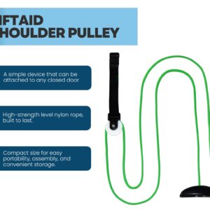 LiftAid Shoulder Pulley for Physical Therapy with Exercise Guide - Improves Shoulder Strength & Range of Motion - Reduces Pain, Helps in Muscle Recovery - Physical Therapy Equipment (Green)