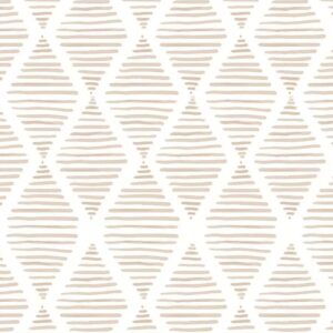 Yun-aeon 17.7" X 120" White and Beige Stripe Peel and Stick Wallpaper Modern Diamond Contact Paper Geometric Removable Wallpaper Self Adhesive Wall Paper for Bedroom Drawers Cabinets Decor Vinyl