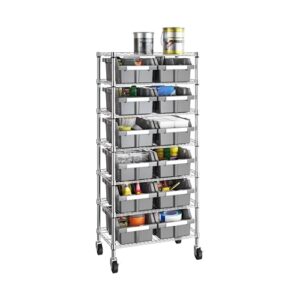 Seville Classics Heavy Duty NSF Bin Rack Solid Steel Wire Shelving Storage Unit, Patented Organizer for Garage, Warehouse, Office, Restaurant, Classroom, Kitchen, Gray, Includes 12 Bins