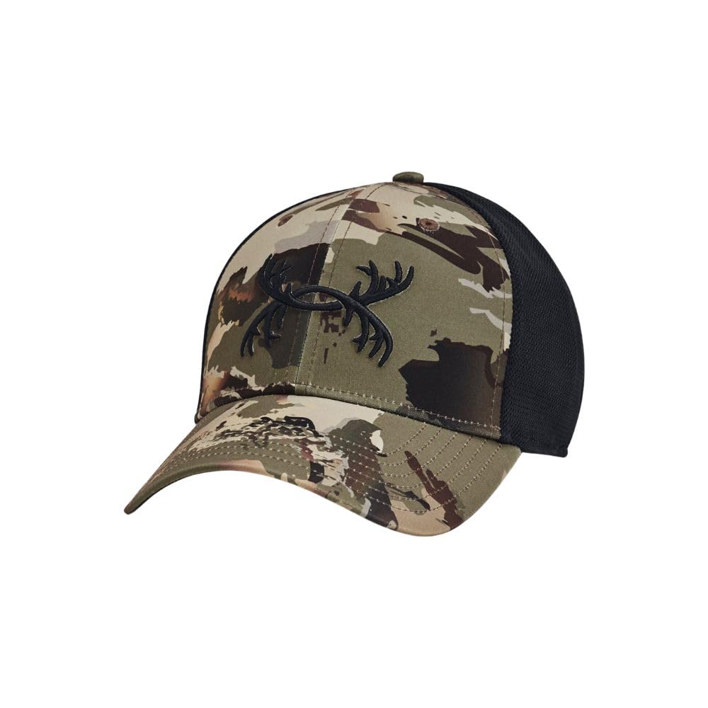 Under Armour Men's Outdoor Antler Trucker Hat, (988) UA Forest 2.0 Camo/Black/Black, One Size Fits Most