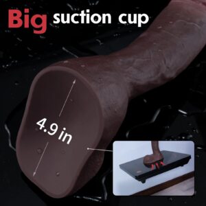 9 Inch Black Realistic Dildo Feels Like Skin, with Huge Strong Suction Cup Dildos for Hands-Free Play, Soft Liquid Silicone Anal Adult Sex Toys for Men and Women Pleasure