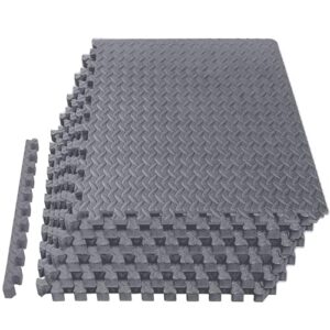 Mat Block Interlocking Foam Tiles Puzzle Mats for Floor 24 SQ FT, 1/2 Inch, 6 Tiles, EVA Gym Mat Flooring Exercise Equipment Mat for Home Gym Equipment, Grey