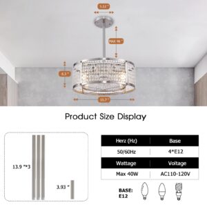 Zhizenl Caged Ceiling Fan with Lights, Indoor Enclosed 6 Speeds Reversible Ceiling Fans with Remote Control, Crystal Modern Industrial Ceiling Fan Lights for Living Room Bedroom Kitchen