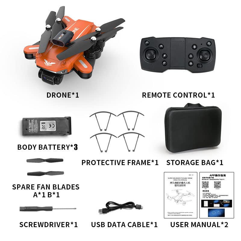 AIROKA H109 RC Drone with 4K HD Camera, Three-sided Obstacle Avoidance Remote Control Quadcopter Optical Flow Fixed High Aerobatic Rollover Fold Toys,One Key Start Speed Adjustment,360° circle fly at high speeds , Headless Mode,One Key Return (orange)