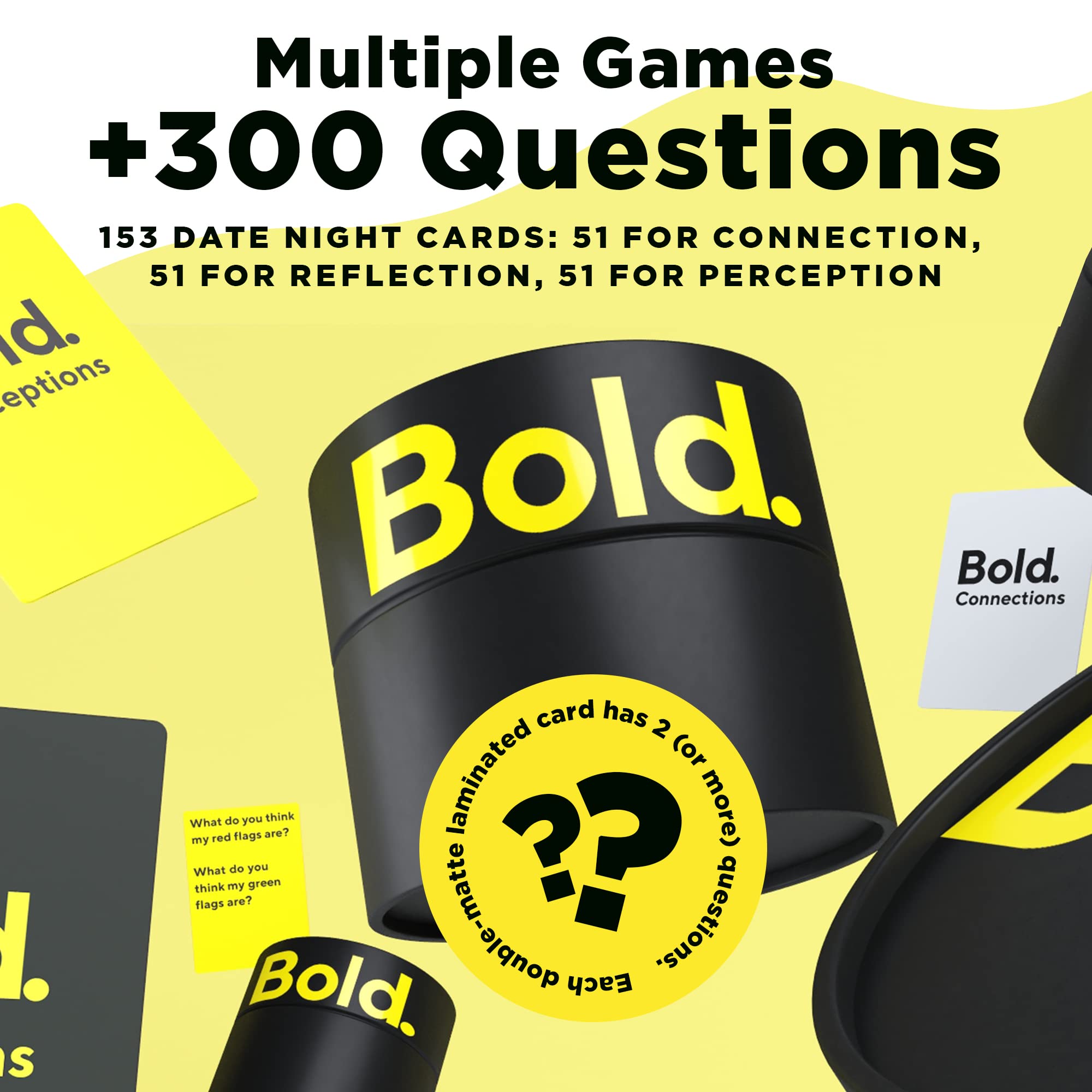 Bold Card Game - 3 Decks, 300+ Questions - Fun Icebreaker and Couples Game for Date Nights