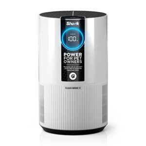 Shark HP102PET Clean Sense Air Purifier for Home, Allergies, Pet Hair, HEPA Filter, 500 Sq Ft, Small Room, Bedroom, Captures 99.98% of Particles, Pet Dander, Fur, Allergens & Odor, Portable, White