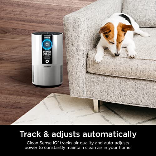 Shark HP102PET Clean Sense Air Purifier for Home, Allergies, Pet Hair, HEPA Filter, 500 Sq Ft, Small Room, Bedroom, Captures 99.98% of Particles, Pet Dander, Fur, Allergens & Odor, Portable, White