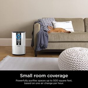 Shark HP102PET Clean Sense Air Purifier for Home, Allergies, Pet Hair, HEPA Filter, 500 Sq Ft, Small Room, Bedroom, Captures 99.98% of Particles, Pet Dander, Fur, Allergens & Odor, Portable, White