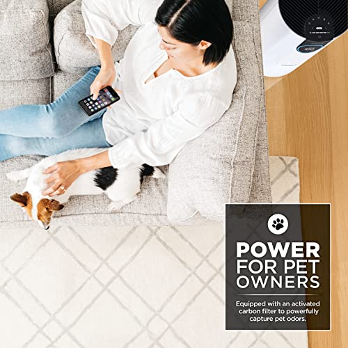 Shark HP102PET Clean Sense Air Purifier for Home, Allergies, Pet Hair, HEPA Filter, 500 Sq Ft, Small Room, Bedroom, Captures 99.98% of Particles, Pet Dander, Fur, Allergens & Odor, Portable, White