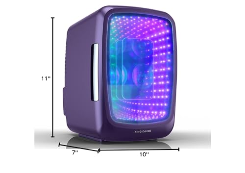 Frigidaire Mini Fridge Cooler, Holds Up to 6 Cans, Portable Fridge for Car, Office, Bedroom, Dorm Room, or Cabin, Gaming Light Up Mini Beverage Refrigerator - 9.84"D x 7.09"W x 10.35"H (Purplehaze)