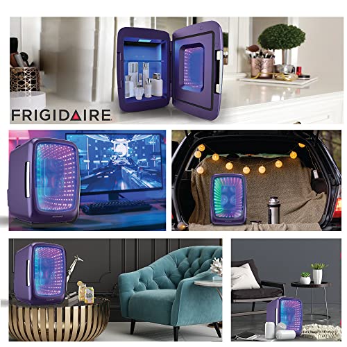 Frigidaire Mini Fridge Cooler, Holds Up to 6 Cans, Portable Fridge for Car, Office, Bedroom, Dorm Room, or Cabin, Gaming Light Up Mini Beverage Refrigerator - 9.84"D x 7.09"W x 10.35"H (Purplehaze)