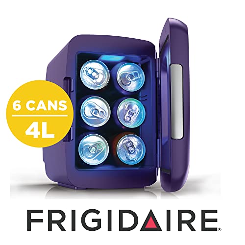 Frigidaire Mini Fridge Cooler, Holds Up to 6 Cans, Portable Fridge for Car, Office, Bedroom, Dorm Room, or Cabin, Gaming Light Up Mini Beverage Refrigerator - 9.84"D x 7.09"W x 10.35"H (Purplehaze)