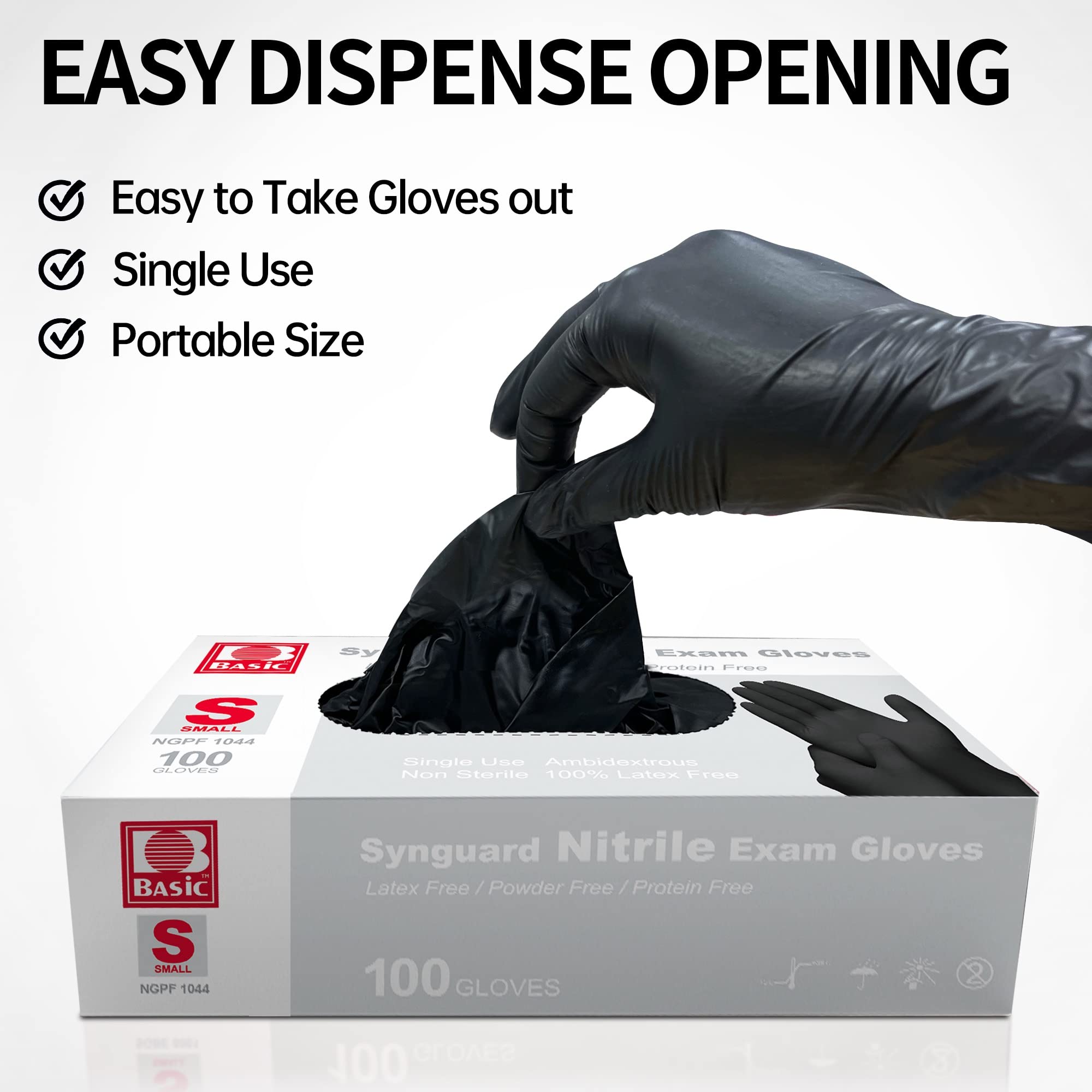 Basic Medical Black Nitrile Exam Gloves - Latex-Free & Powder-Free - NGPF 1046 (Case of 1,000), large