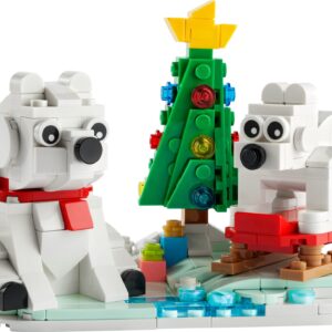 LEGO Wintertime Polar Bears 40571 Christmas Décor Building Kit, Polar Bear Gift, Great Stocking Stuffer for Kids, Features a Christmas Tree Toy and Two Polar Bear Toys