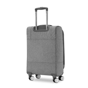 American Tourister Whim Softside Expandable Luggage with Spinners, Grey, 2PC SET (Carry-on/Medium)