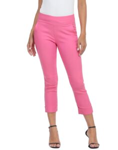 hde pull on capri pants for women with pockets elastic waist cropped pants hot pink - xxl