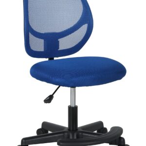 Amazon Basics Kids Adjustable Mesh Low-Back Swivel Study Desk Chair with Footrest, Blue