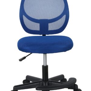 Amazon Basics Kids Adjustable Mesh Low-Back Swivel Study Desk Chair with Footrest, Blue