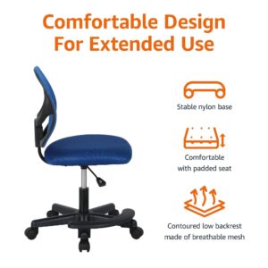 Amazon Basics Kids Adjustable Mesh Low-Back Swivel Study Desk Chair with Footrest, Blue