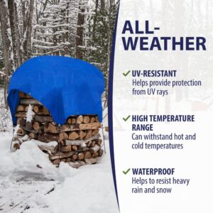 Rugged Rhino All Weather 100% Waterproof Heavy Duty Tarp, 5 Mil UV Temperature Resistant Tarps, High Durability Multipurpose Cover, for Home Outdoor Patio Winter Leaf Camping, 9x12 1 Pack Blue