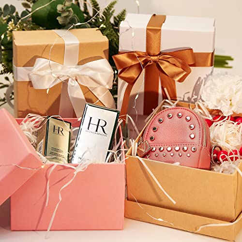 Bengnkes Pink Gift Box Small Gift Boxes with Lids for Presents 4 Packs Square Luxury Nesting Gift Boxes with 17ft Ribbon for Birthday Bridesmaid Wedding Christmas Proposal