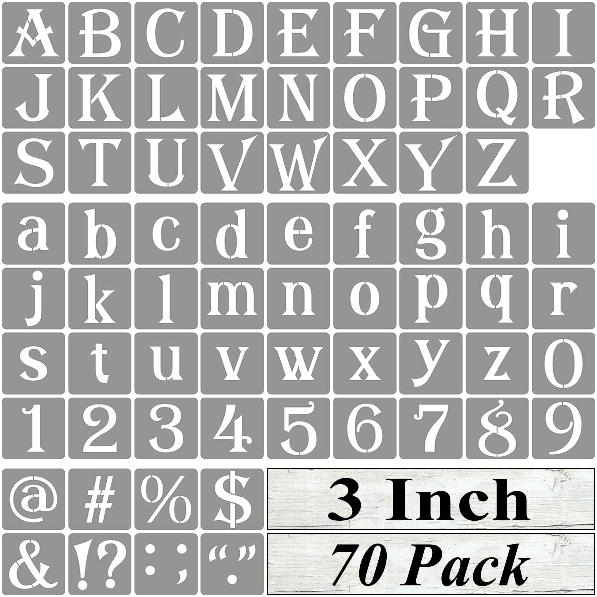 3 Inch Alphabet Letter Stencils for Painting - 70 Pack Letter and Number Stencil Templates with Signs for Painting on Wood, Reusable Alphabet and Numbers Stencils for Chalkboard Wood Signs & Wall Art