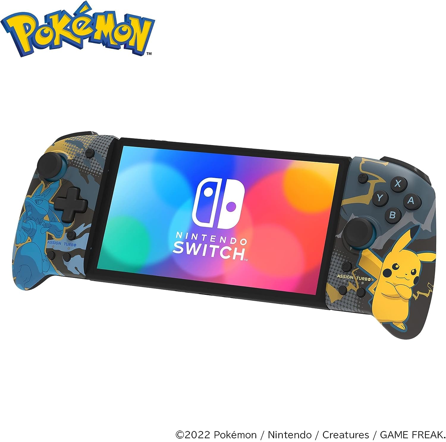 HORI Nintendo Switch Split Pad Pro (Pikachu & Lucario) - Ergonomic Controller for Handheld Mode - Officially Licensed by Nintendo & Pokémon