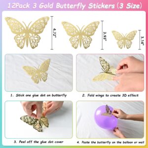 Magic Balloon Garland Arch Kit 103 Balloons Set Purple Blue Rose Red Yellow Gold Metallic Balloons 12Pcs Butterfly Stickers Decorations for Birthday Party Wedding Baby Shower Decor Supplies