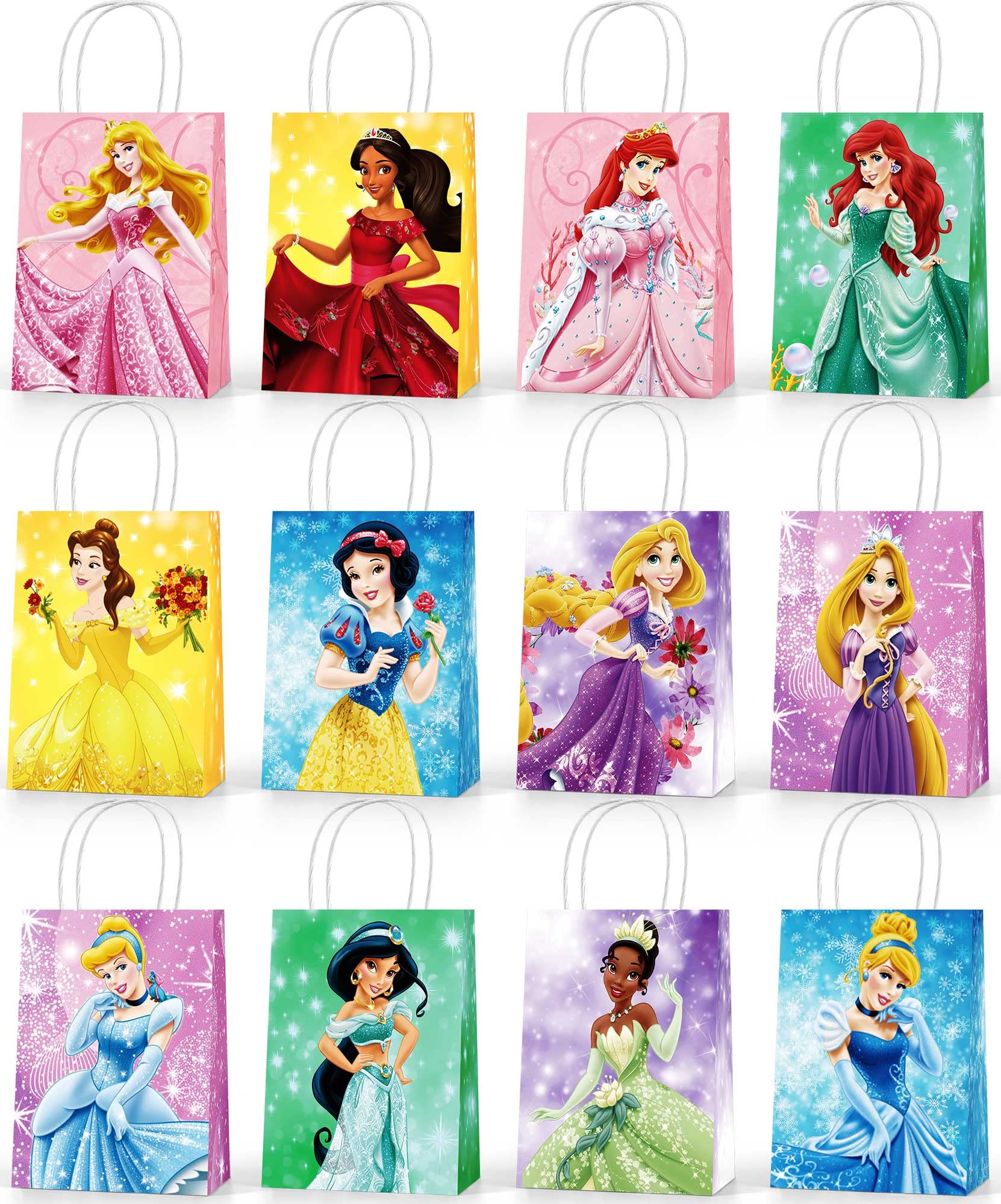 24PCS Princess Prince Party Favor Bags - Prince Princess Party Bags, Princess Birthday Bags with Handles, Princess Goodie Bags for Girls Gift Party Favor Decorations Theme Birthday Party Supplies